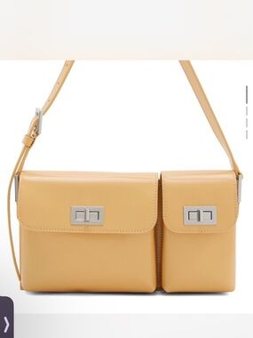 BY FAR Double-Pocket Crossbody Bag in Mustard